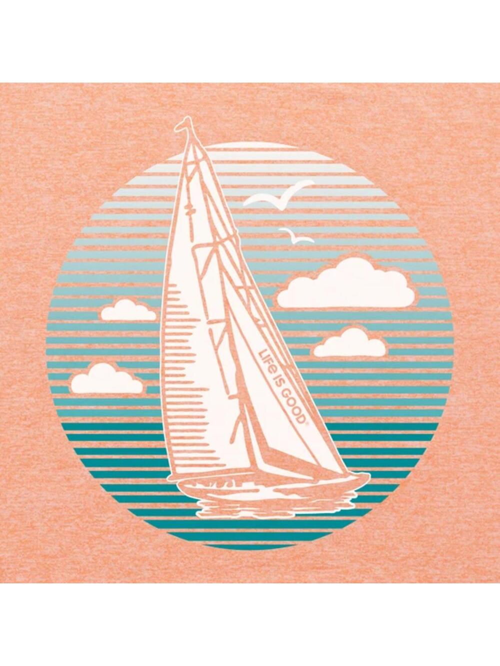 NWT Life is Good Men's Sailboats Hooded Active Tee Orange Green Medium - Picture 4 of 6